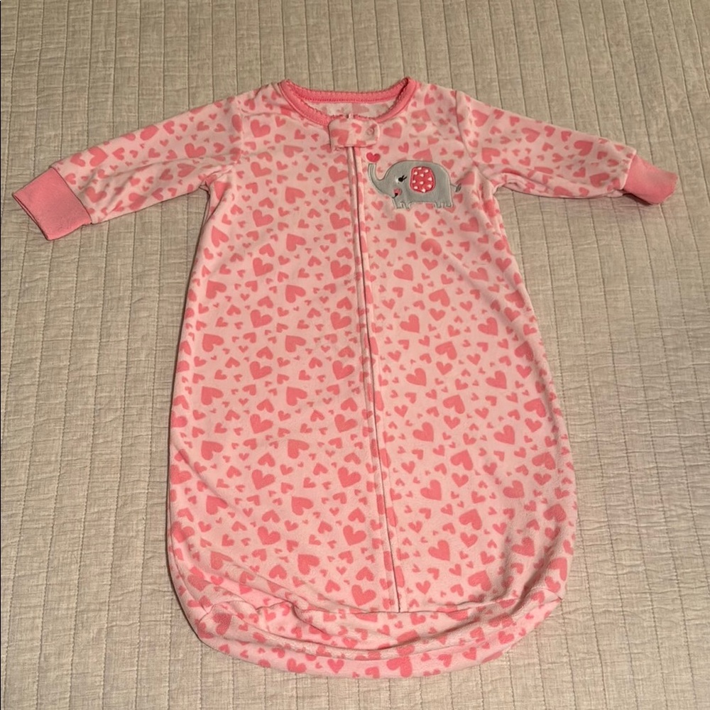 Carter's Pink and Gray Sleep Sack Pajamas with Heart Design